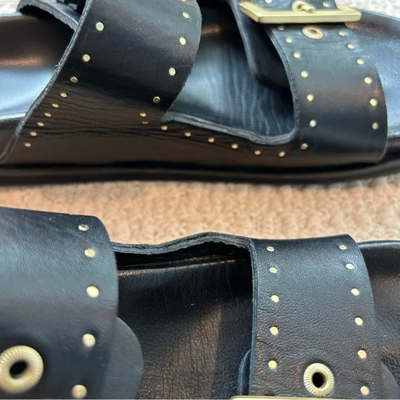All Saints Magda Two-Strap Stud Sandal Size 38