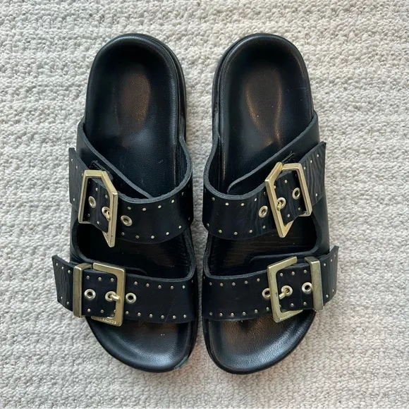 All Saints Magda Two-Strap Stud Sandal Size 38