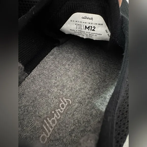 Allbirds jet Black Mesh Shoes tree runner size 12