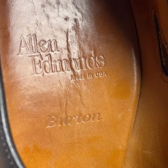Allen Edmonds Burton Leather Derby Black Men's Dress Shoes Size 10 Made In USA