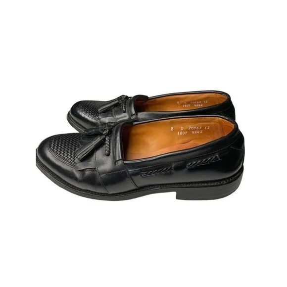 Allen Edmonds Cody loafers leather dress shoes black tassel men's size 8