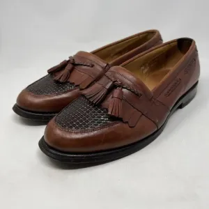 Allen Edmonds Cody Mens 9.5 D Brown Leather Tassel Kiltie Weave Loafer Shoe 1849