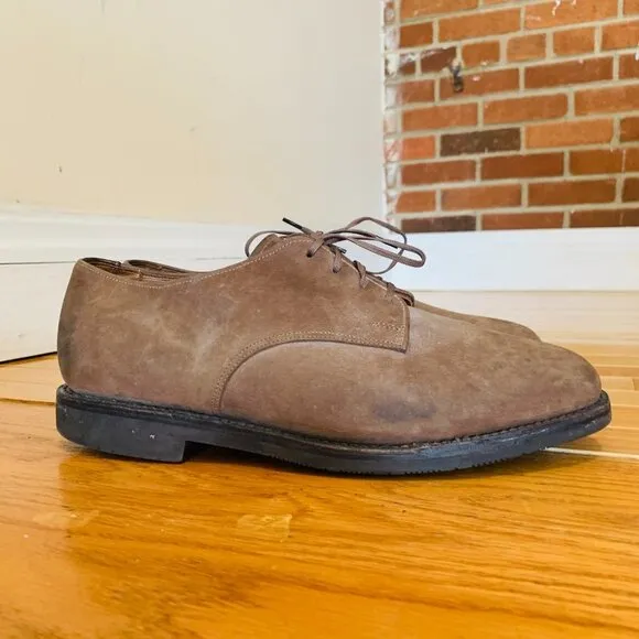 Allen Edmonds Corporate Casuals Khaki Suede Oxford Shoes Size 8.5
