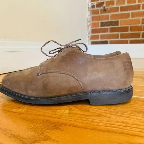 Allen Edmonds Corporate Casuals Khaki Suede Oxford Shoes Size 8.5