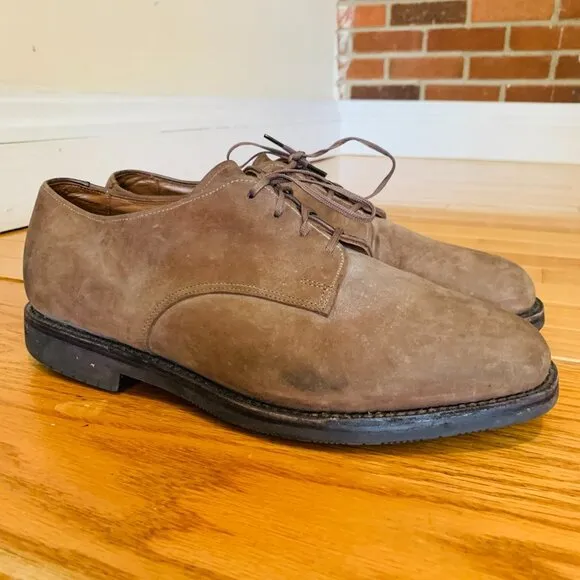 Allen Edmonds Corporate Casuals Khaki Suede Oxford Shoes Size 8.5