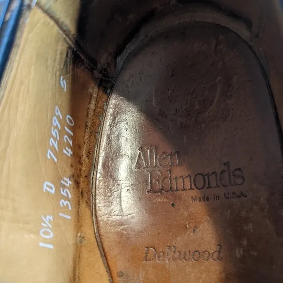 ALLEN EDMONDS Dellwood 1354 Chili brown Leather Split Toe Oxford Shoes - Men's 1