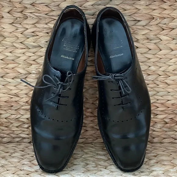 Allen Edmonds Manhattan Black Leather Shoes Mens 9 Whole Cut