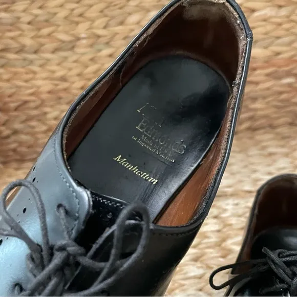 Allen Edmonds Manhattan Black Leather Shoes Mens 9 Whole Cut
