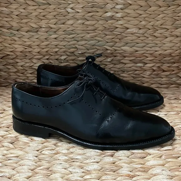 Allen Edmonds Manhattan Black Leather Shoes Mens 9 Whole Cut