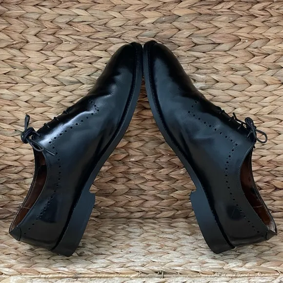 Allen Edmonds Manhattan Black Leather Shoes Mens 9 Whole Cut
