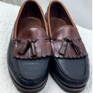 Allen Edmonds Mens Size 11D Black/Tan Nashua Kilt Tassel Leather Loafer Shoes