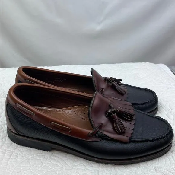 Allen Edmonds Mens Size 11D Black/Tan Nashua Kilt Tassel Leather Loafer Shoes