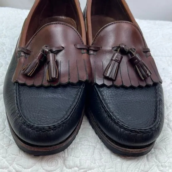 Allen Edmonds Mens Size 11D Black/Tan Nashua Kilt Tassel Leather Loafer Shoes