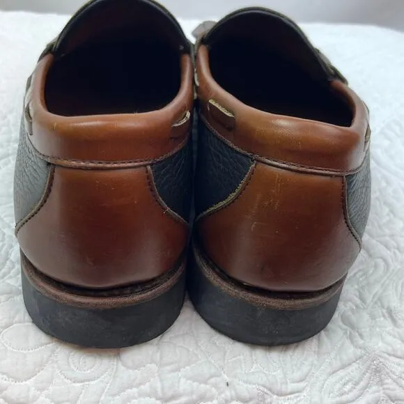 Allen Edmonds Mens Size 11D Black/Tan Nashua Kilt Tassel Leather Loafer Shoes