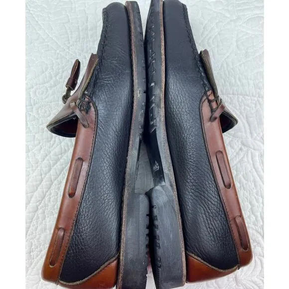 Allen Edmonds Mens Size 11D Black/Tan Nashua Kilt Tassel Leather Loafer Shoes