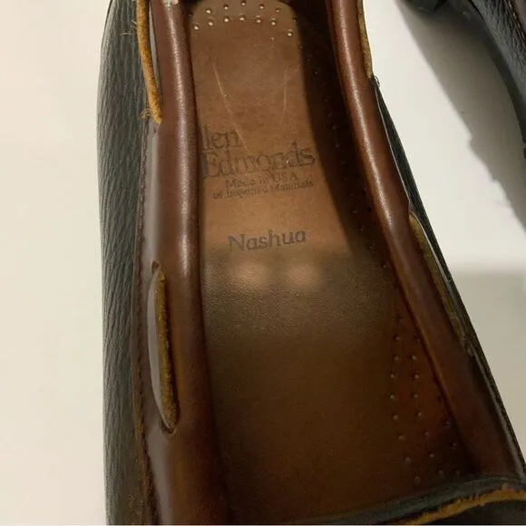 Allen Edmonds Nashua Brown Kiltie Tassel Pebbled Leather Loafer Shoes Mens 12