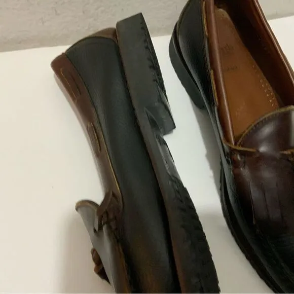 Allen Edmonds Nashua Brown Kiltie Tassel Pebbled Leather Loafer Shoes Mens 12