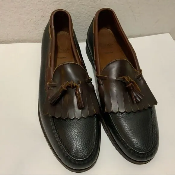 Allen Edmonds Nashua Brown Kiltie Tassel Pebbled Leather Loafer Shoes Mens 12
