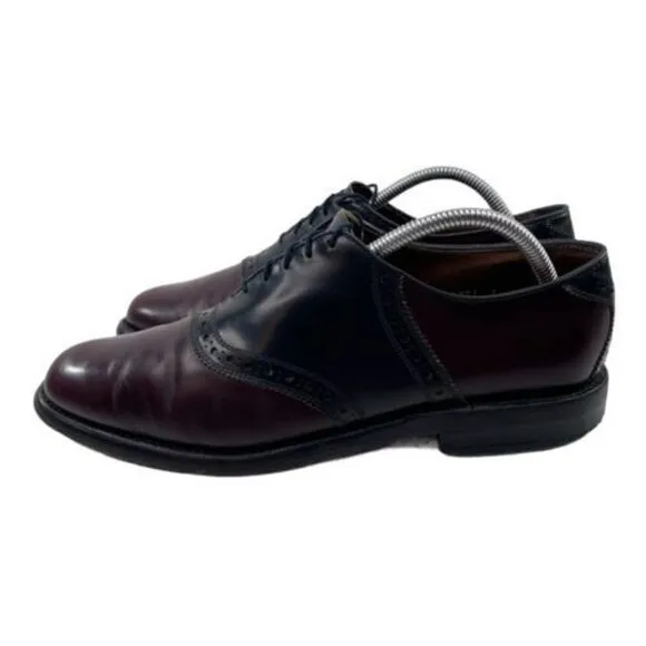 Allen Edmonds Polo Men’s Sz 9.5 A Burgundy Black Leather Saddle Oxfords Shoes