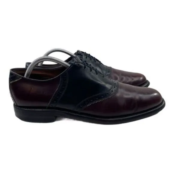 Allen Edmonds Polo Men’s Sz 9.5 A Burgundy Black Leather Saddle Oxfords Shoes