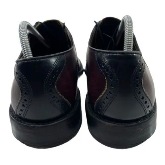 Allen Edmonds Polo Men’s Sz 9.5 A Burgundy Black Leather Saddle Oxfords Shoes