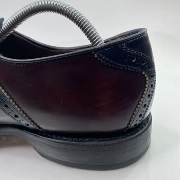 Allen Edmonds Polo Men’s Sz 9.5 A Burgundy Black Leather Saddle Oxfords Shoes
