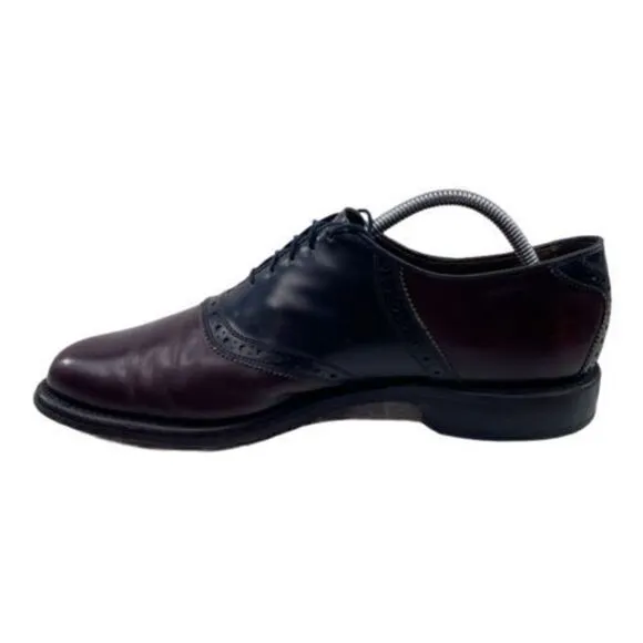 Allen Edmonds Polo Men’s Sz 9.5 A Burgundy Black Leather Saddle Oxfords Shoes