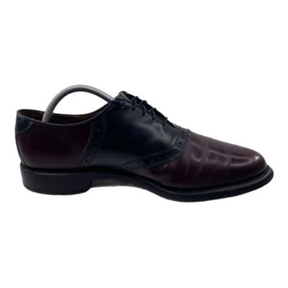 Allen Edmonds Polo Men’s Sz 9.5 A Burgundy Black Leather Saddle Oxfords Shoes