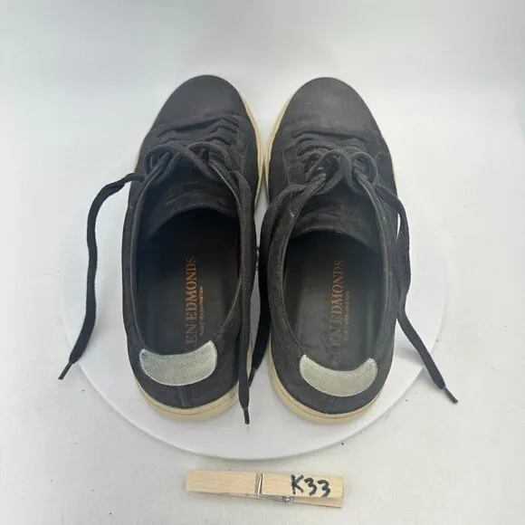 Allen Edmonds Port Washington Porter Men Size 8.5D Black Suede Cream Sole Shoes