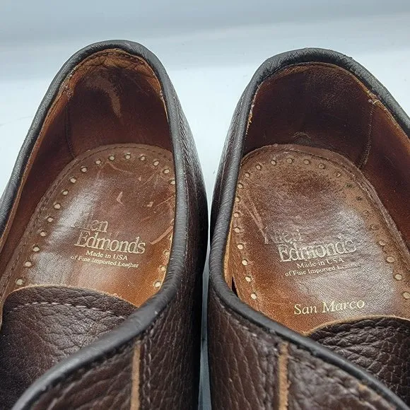 Allen Edmonds San Marco Mens 11.5 Dark Brown Pebbled Leather Dress Shoes 5722