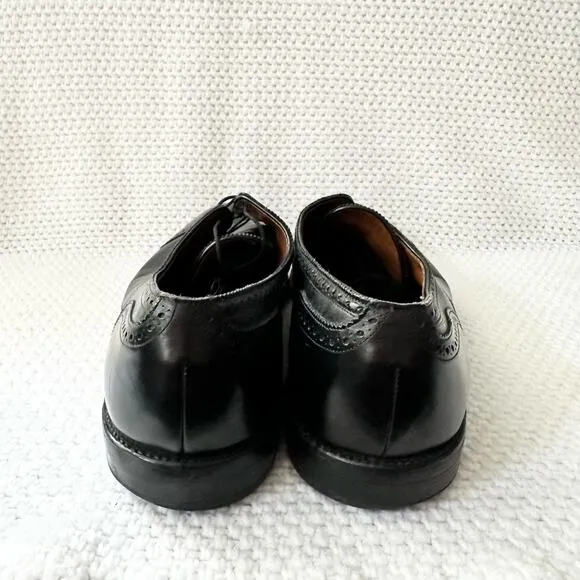 Allen Edmonds Sanford Black Smooth Leather Brogue Wingtip Lace Up Dress Shoes 15