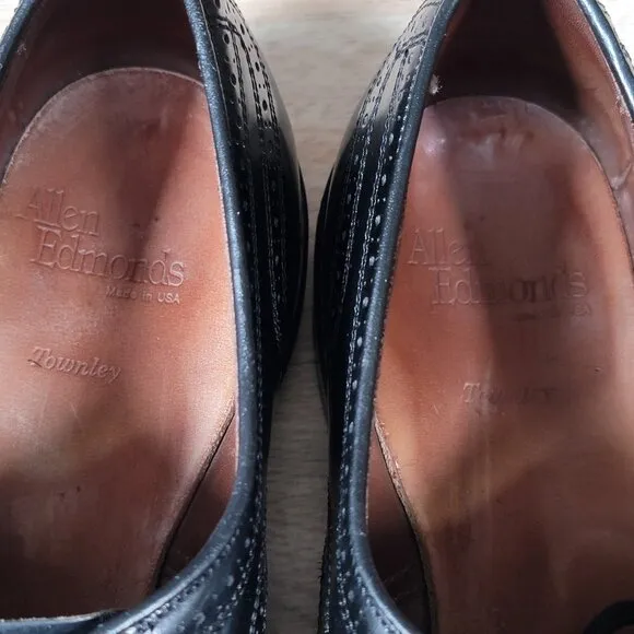 Allen Edmonds Townley Oxford Shoes Mens Size 8 D Black Leather Wingtip Brogue