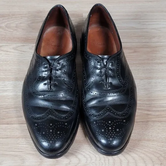 Allen Edmonds Townley Oxford Shoes Mens Size 8 D Black Leather Wingtip Brogue