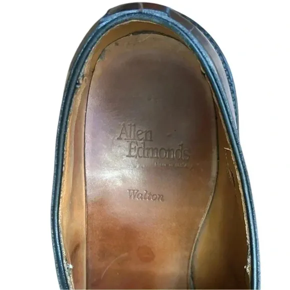 ALLEN EDMONDS Walton Black Leather Dress Shoes sz 10.5 Split Toe Lace Up Oxfords