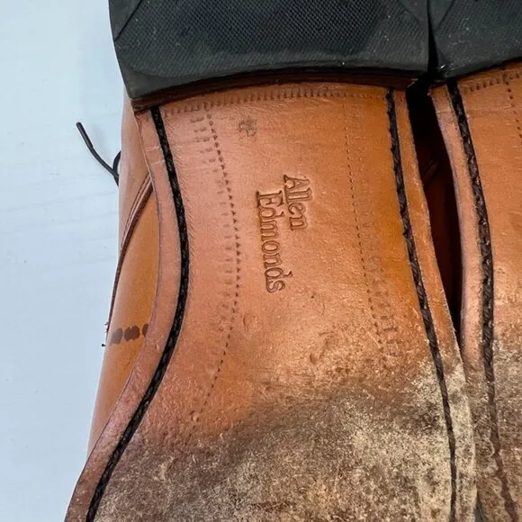 Allen Edmunds Shoe Men 9 Leather Oxford Cap Toe Lace Up Brown Clifton Core Go