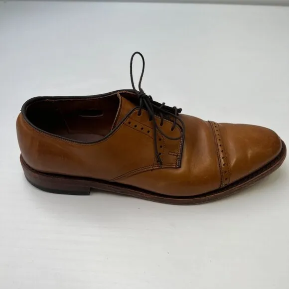 Allen Edmunds Shoe Men 9 Leather Oxford Cap Toe Lace Up Brown Clifton Core Go