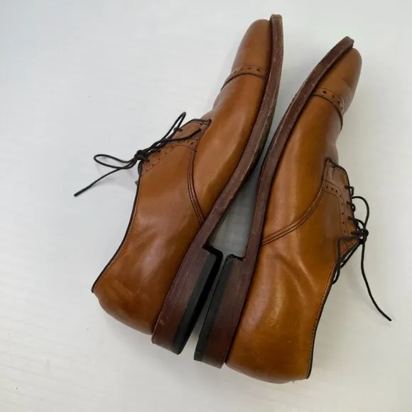 Allen Edmunds Shoe Men 9 Leather Oxford Cap Toe Lace Up Brown Clifton Core Go