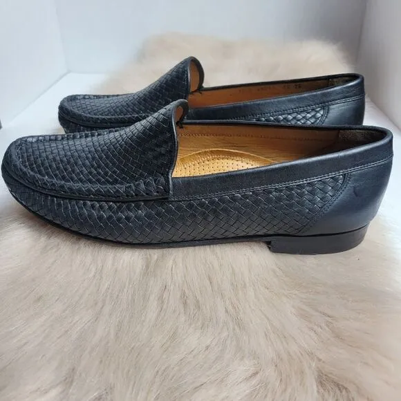 Allen Edmonds Roma Woven Black Leather Loafer Shoes