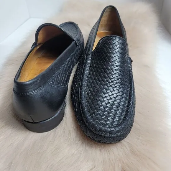 Allen Edmonds Roma Woven Black Leather Loafer Shoes