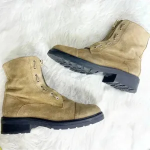 AllSaints Ariel Combat Boots Tan Suede Size 40 9.5/10