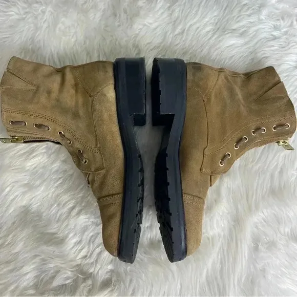 AllSaints Ariel Combat Boots Tan Suede Size 40 9.5/10