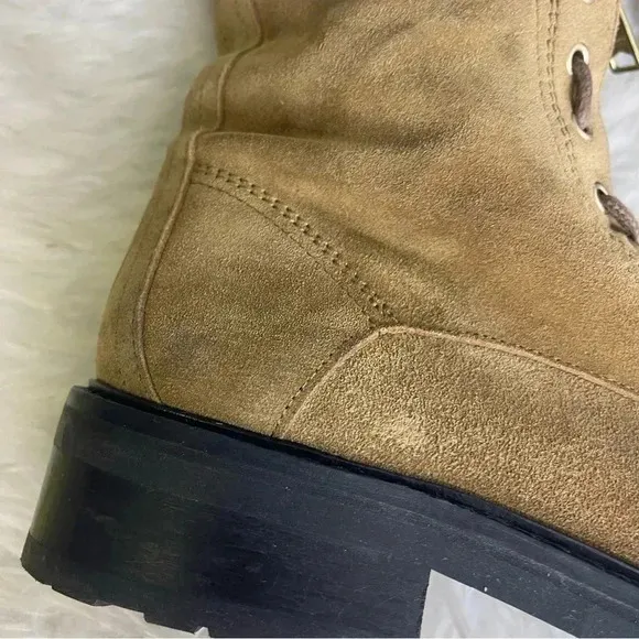 AllSaints Ariel Combat Boots Tan Suede Size 40 9.5/10