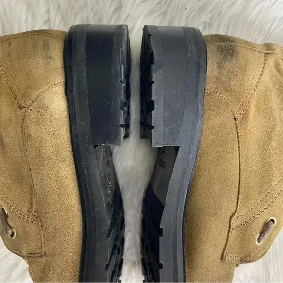 AllSaints Ariel Combat Boots Tan Suede Size 40 9.5/10