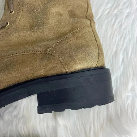 AllSaints Ariel Combat Boots Tan Suede Size 40 9.5/10
