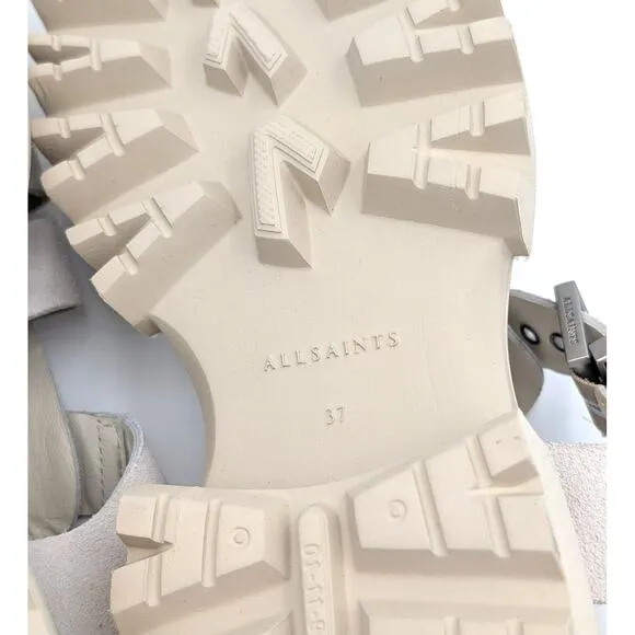 AllSaints Nessa Chunky Leather women's Sandals Stone White size US7 EU37