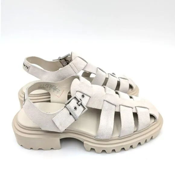AllSaints Nessa Chunky Leather women's Sandals Stone White size US7 EU37