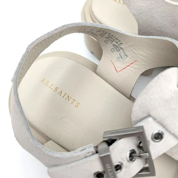 AllSaints Nessa Chunky Leather women's Sandals Stone White size US7 EU37
