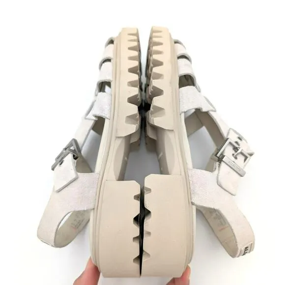 AllSaints Nessa Chunky Leather women's Sandals Stone White size US7 EU37