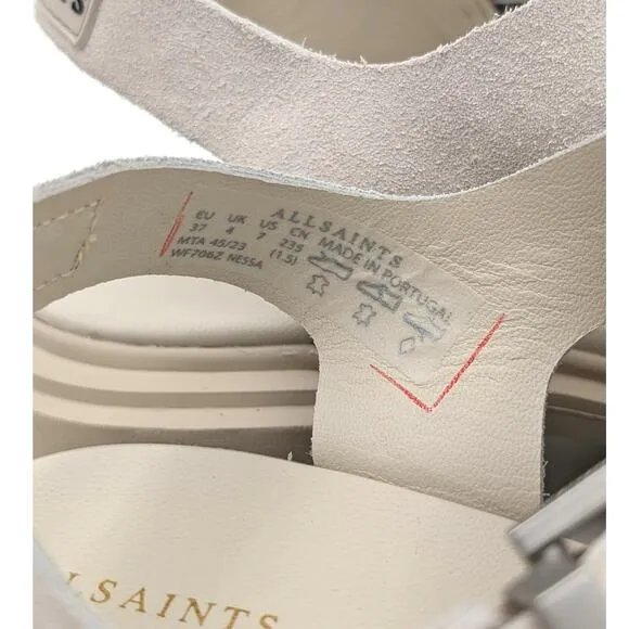 AllSaints Nessa Chunky Leather women's Sandals Stone White size US7 EU37