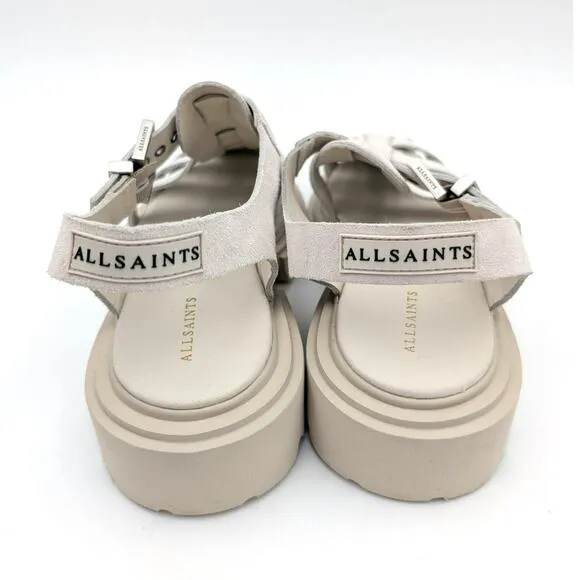 AllSaints Nessa Chunky Leather women's Sandals Stone White size US7 EU37